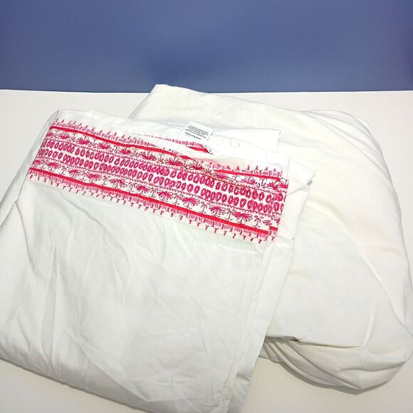 Lilly Pulitzer Pottery Barn Shell of a Time King Size Sheets 100% Organic Cotton - Picture 2 of 5